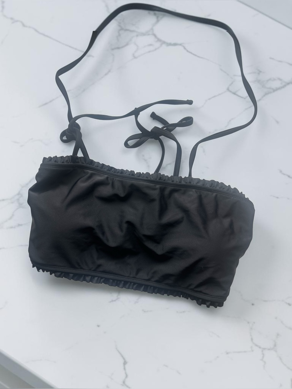 Rue21 Black Ruffle Bandeau bikini Top with Ties